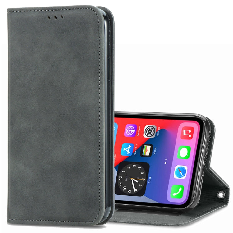 For iPhone 12 Pro Max Retro Skin Feel Business Magnetic Horizontal Flip Leather Case with Holder & Card Slots & Wallet & Photo Frame