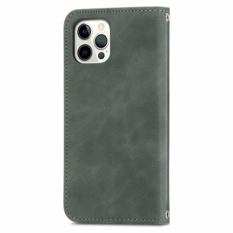 For iPhone 12 Pro Max Retro Skin Feel Business Magnetic Horizontal Flip Leather Case with Holder & Card Slots & Wallet & Photo Frame