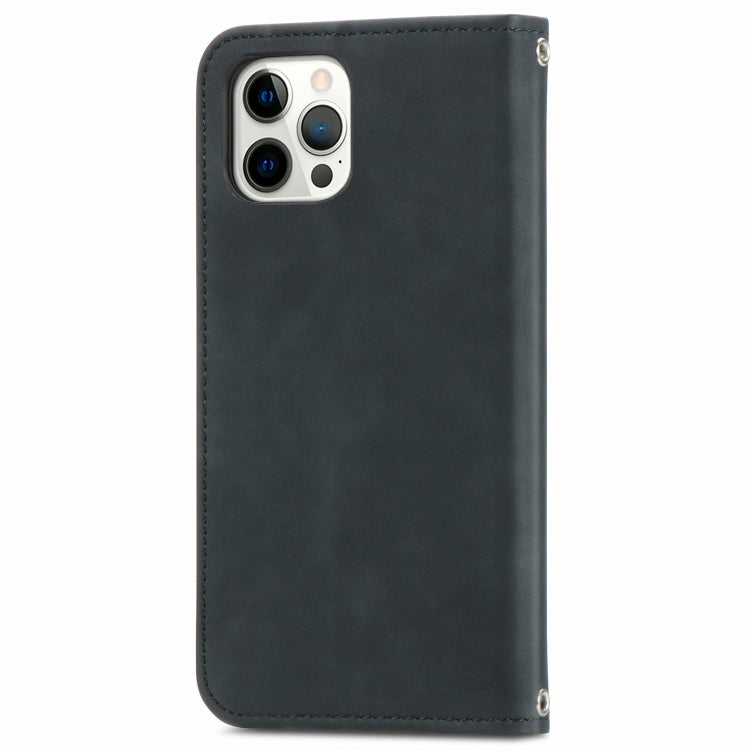 For iPhone 12 / 12 Pro Retro Skin Feel Business Magnetic Horizontal Flip Leather Case with Holder & Card Slots & Wallet & Photo Frame