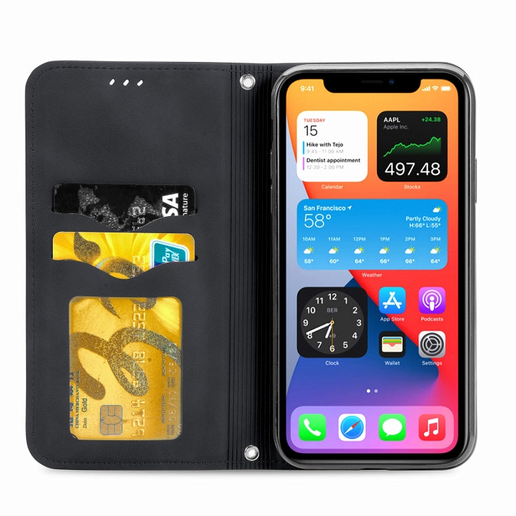 For iPhone 12 / 12 Pro Retro Skin Feel Business Magnetic Horizontal Flip Leather Case with Holder & Card Slots & Wallet & Photo Frame