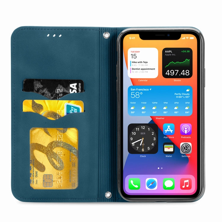 For iPhone 12 / 12 Pro Retro Skin Feel Business Magnetic Horizontal Flip Leather Case with Holder & Card Slots & Wallet & Photo Frame