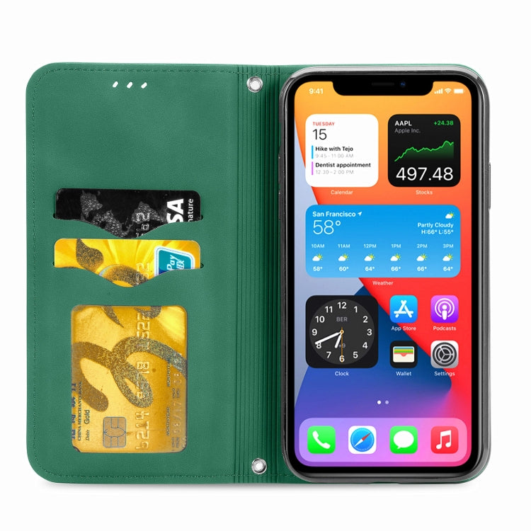 For iPhone 12 / 12 Pro Retro Skin Feel Business Magnetic Horizontal Flip Leather Case with Holder & Card Slots & Wallet & Photo Frame