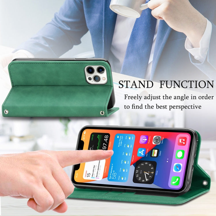 For iPhone 12 / 12 Pro Retro Skin Feel Business Magnetic Horizontal Flip Leather Case with Holder & Card Slots & Wallet & Photo Frame