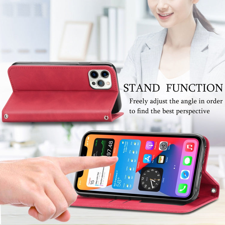For iPhone 12 / 12 Pro Retro Skin Feel Business Magnetic Horizontal Flip Leather Case with Holder & Card Slots & Wallet & Photo Frame
