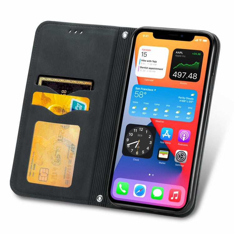 For iPhone 12 mini Retro Skin Feel Business Magnetic Horizontal Flip Leather Case with Holder & Card Slots & Wallet & Photo Frame