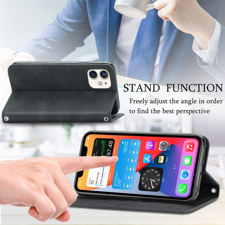 For iPhone 12 mini Retro Skin Feel Business Magnetic Horizontal Flip Leather Case with Holder & Card Slots & Wallet & Photo Frame