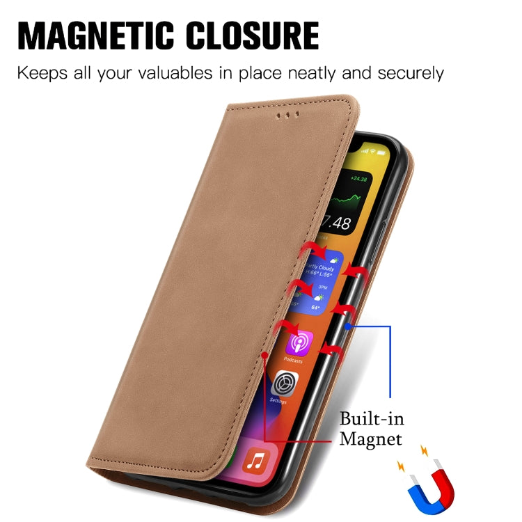 For iPhone 12 mini Retro Skin Feel Business Magnetic Horizontal Flip Leather Case with Holder & Card Slots & Wallet & Photo Frame