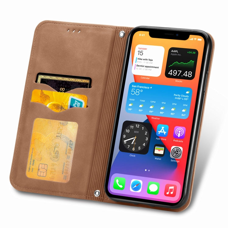 For iPhone 12 mini Retro Skin Feel Business Magnetic Horizontal Flip Leather Case with Holder & Card Slots & Wallet & Photo Frame