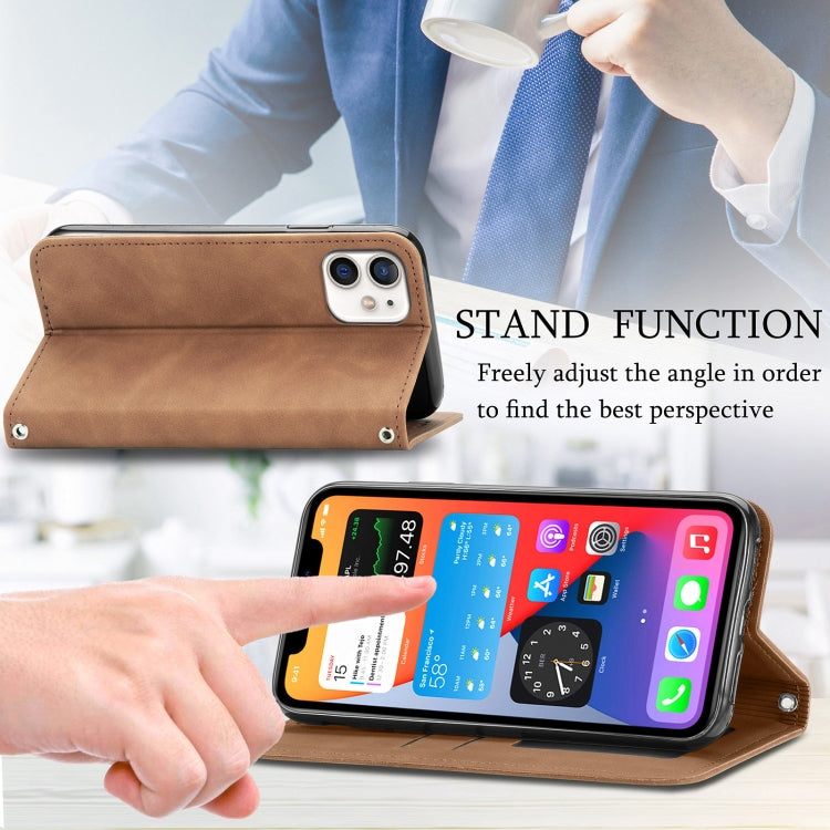 For iPhone 12 mini Retro Skin Feel Business Magnetic Horizontal Flip Leather Case with Holder & Card Slots & Wallet & Photo Frame