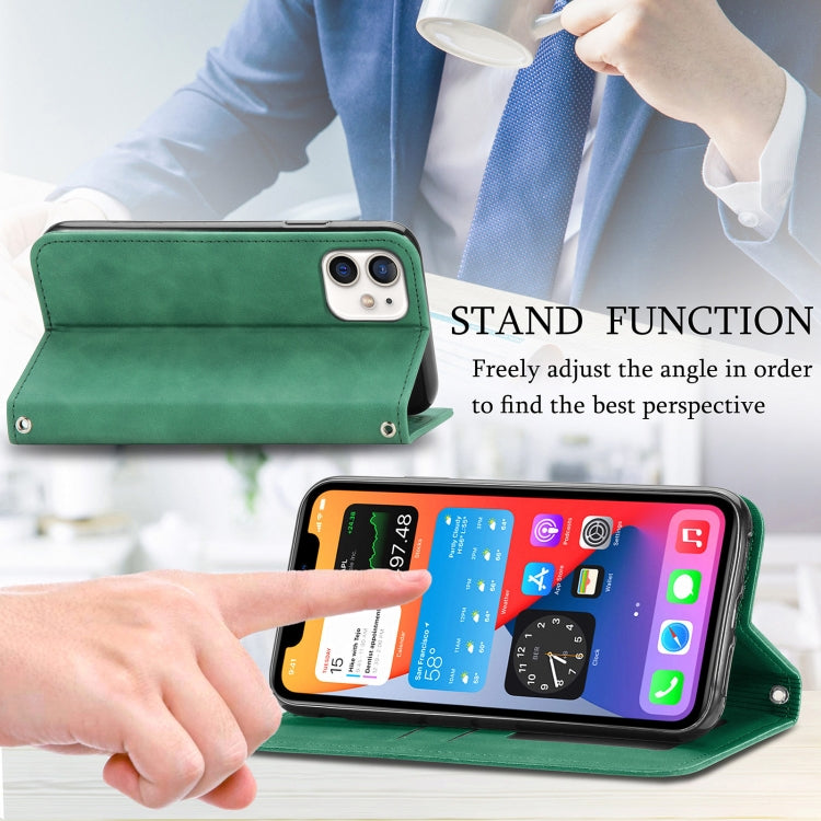 For iPhone 12 mini Retro Skin Feel Business Magnetic Horizontal Flip Leather Case with Holder & Card Slots & Wallet & Photo Frame