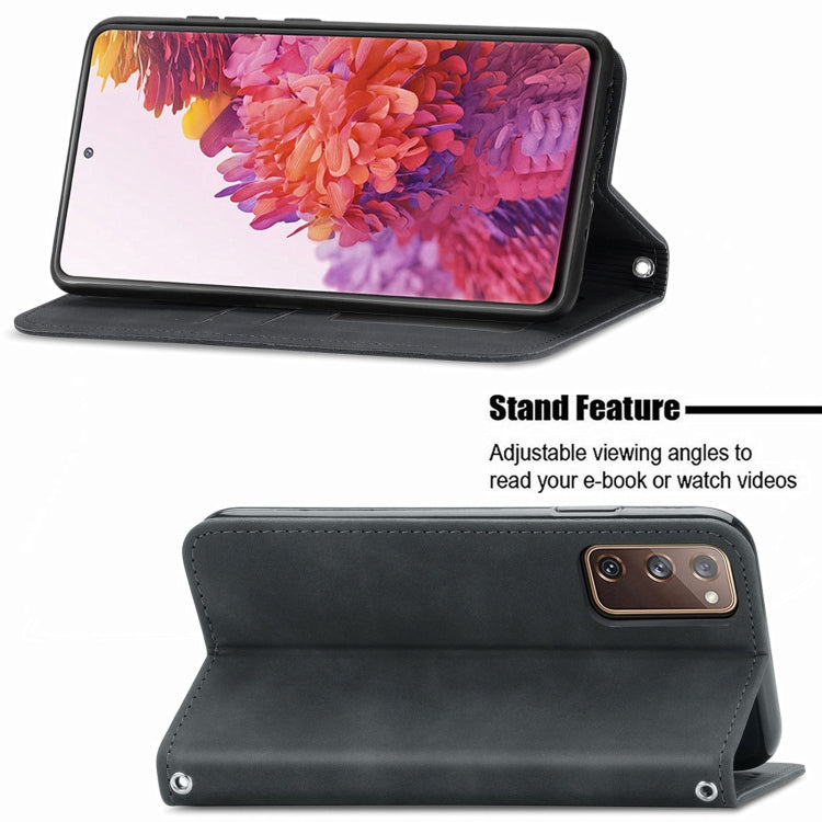 Retro Skin Feel Business Magnetic Horizontal Flip Leather Case With Holder & Card Slots & Wallet & Photo Frame For Samsung Galaxy S20 FE