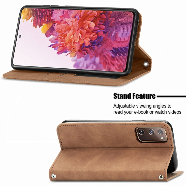 Retro Skin Feel Business Magnetic Horizontal Flip Leather Case With Holder & Card Slots & Wallet & Photo Frame For Samsung Galaxy S20 FE