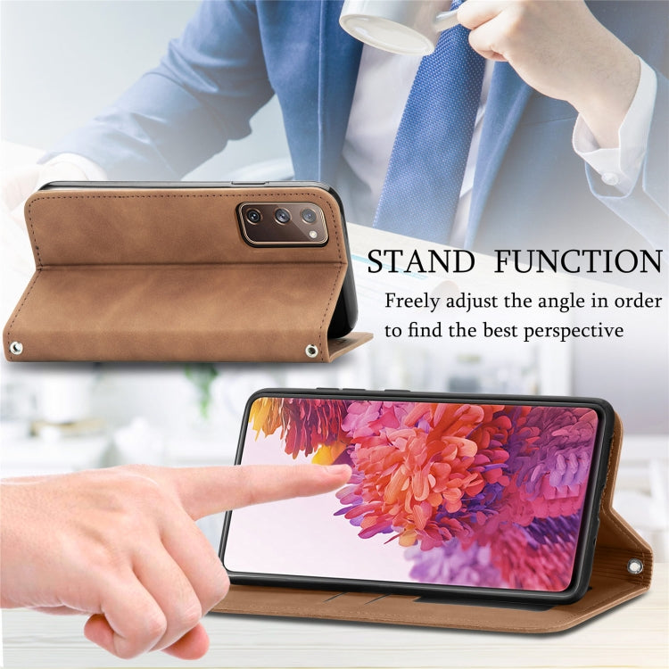 Retro Skin Feel Business Magnetic Horizontal Flip Leather Case With Holder & Card Slots & Wallet & Photo Frame For Samsung Galaxy S20 FE