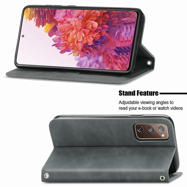 Retro Skin Feel Business Magnetic Horizontal Flip Leather Case With Holder & Card Slots & Wallet & Photo Frame For Samsung Galaxy S20 FE