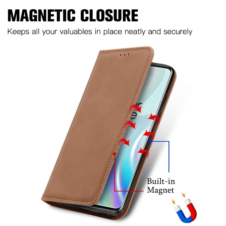 Retro Skin Feel Business Magnetic Horizontal Flip Leather Case With Holder & Card Slots & Wallet & Photo Frame For OnePlus 8