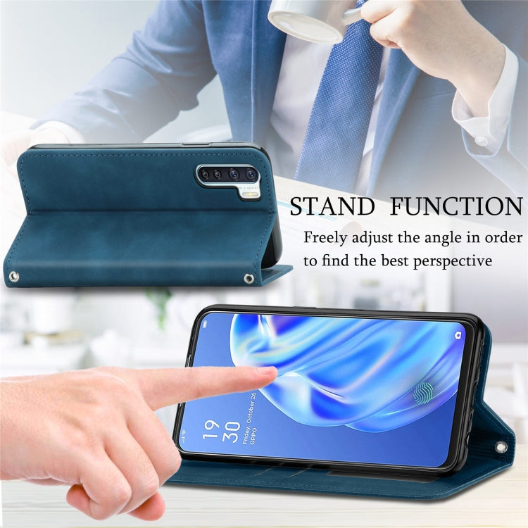 Retro Skin Feel Business Magnetic Horizontal Flip Leather Case With Holder & Card Slots & Wallet & Photo Frame For OPPO  F15