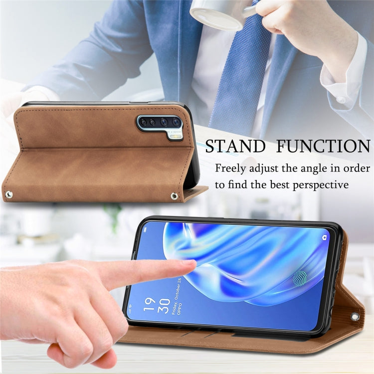 Retro Skin Feel Business Magnetic Horizontal Flip Leather Case With Holder & Card Slots & Wallet & Photo Frame For OPPO  F15