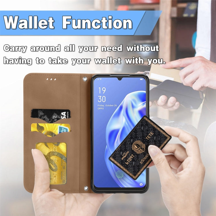 Retro Skin Feel Business Magnetic Horizontal Flip Leather Case With Holder & Card Slots & Wallet & Photo Frame For OPPO  F15