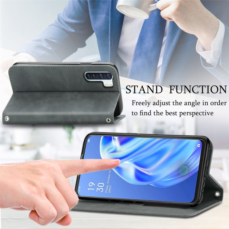 Retro Skin Feel Business Magnetic Horizontal Flip Leather Case With Holder & Card Slots & Wallet & Photo Frame For OPPO  F15