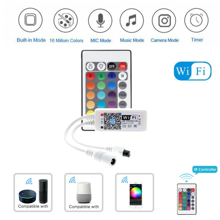 Smart Phone Control Music and Timer Mode Home Mini WIFI LED RGB Controller, type:RGB IR Controller
