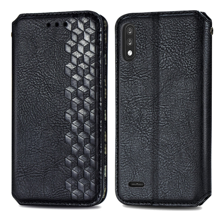 For LG K22 Cubic Grid Pressed Horizontal Flip Magnetic PU Leather Case with Holder & Card Slots & Wallet
