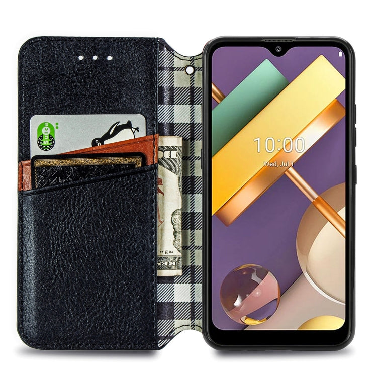 For LG K22 Cubic Grid Pressed Horizontal Flip Magnetic PU Leather Case with Holder & Card Slots & Wallet