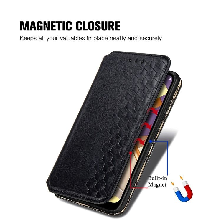 For LG K22 Cubic Grid Pressed Horizontal Flip Magnetic PU Leather Case with Holder & Card Slots & Wallet