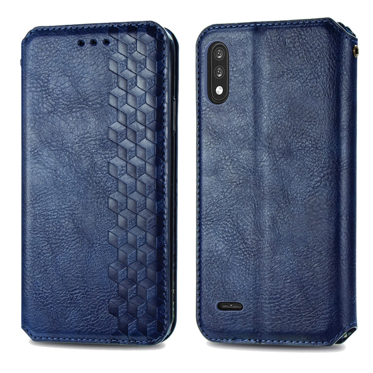 For LG K22 Cubic Grid Pressed Horizontal Flip Magnetic PU Leather Case with Holder & Card Slots & Wallet
