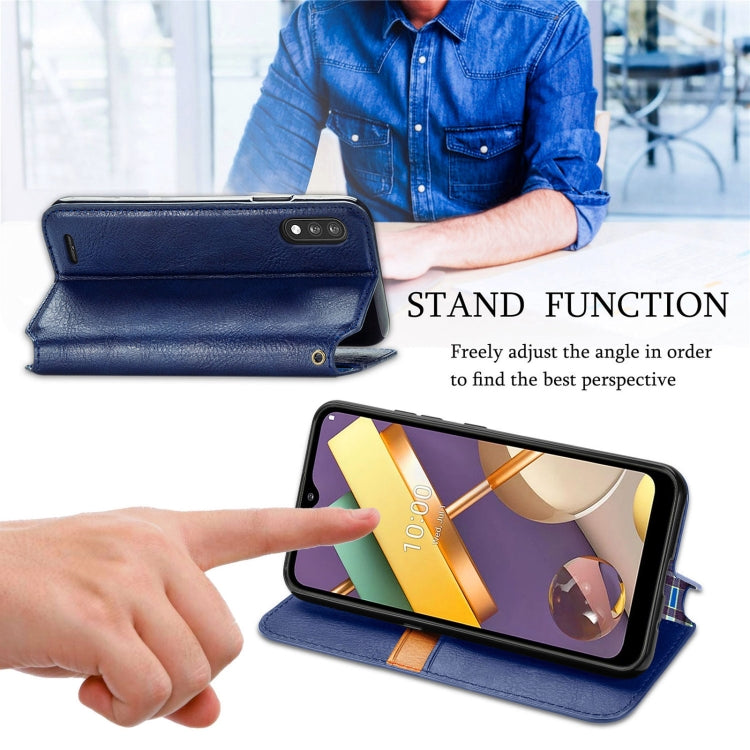 For LG K22 Cubic Grid Pressed Horizontal Flip Magnetic PU Leather Case with Holder & Card Slots & Wallet
