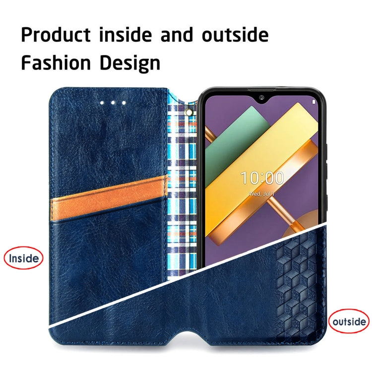 For LG K22 Cubic Grid Pressed Horizontal Flip Magnetic PU Leather Case with Holder & Card Slots & Wallet