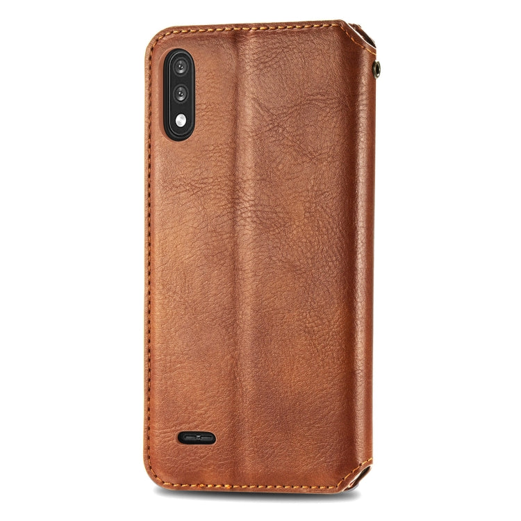 For LG K22 Cubic Grid Pressed Horizontal Flip Magnetic PU Leather Case with Holder & Card Slots & Wallet