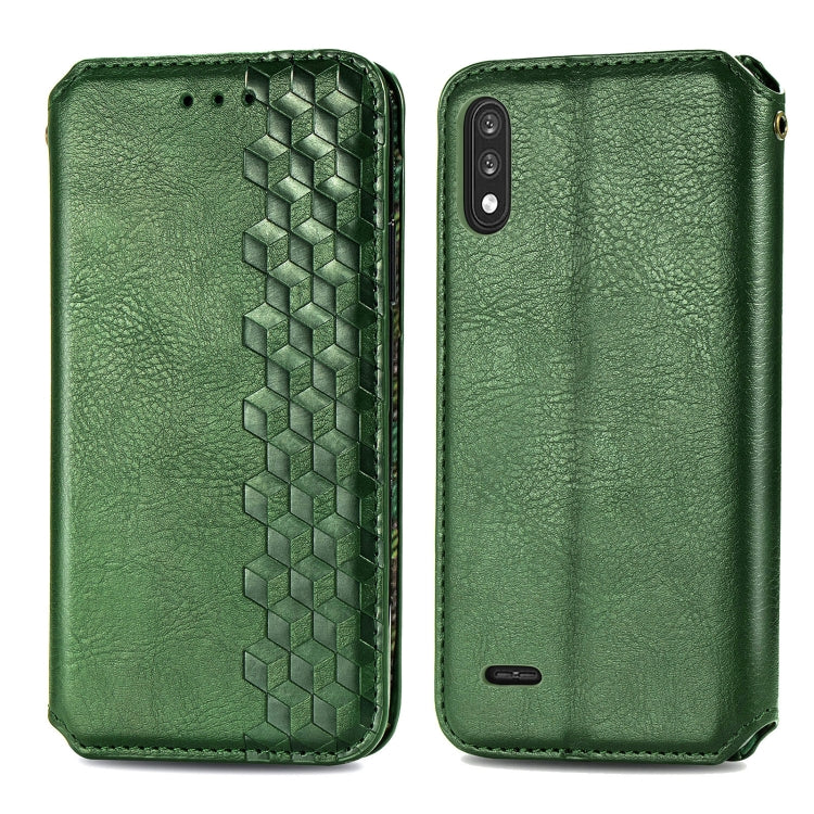 For LG K22 Cubic Grid Pressed Horizontal Flip Magnetic PU Leather Case with Holder & Card Slots & Wallet