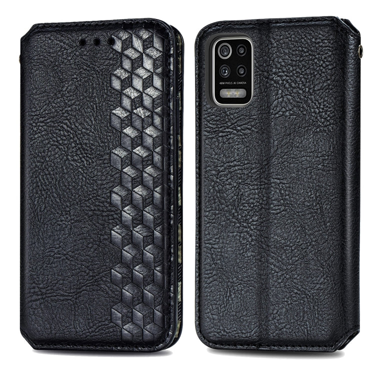 For LG K52 Cubic Grid Pressed Horizontal Flip Magnetic PU Leather Case with Holder & Card Slots & Wallet