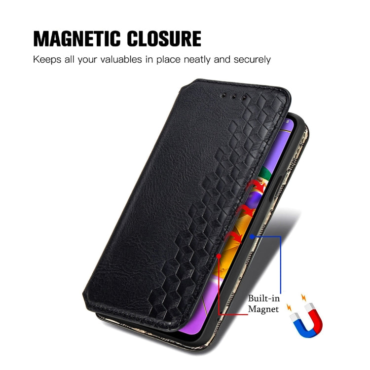 For LG K52 Cubic Grid Pressed Horizontal Flip Magnetic PU Leather Case with Holder & Card Slots & Wallet