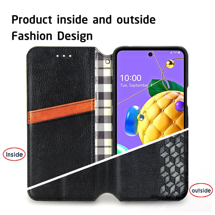 For LG K52 Cubic Grid Pressed Horizontal Flip Magnetic PU Leather Case with Holder & Card Slots & Wallet