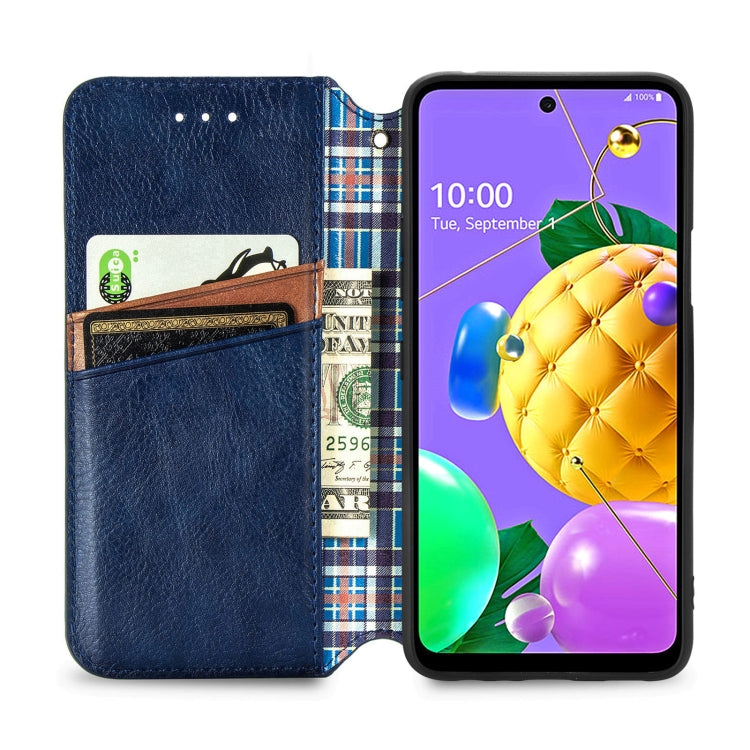 For LG K52 Cubic Grid Pressed Horizontal Flip Magnetic PU Leather Case with Holder & Card Slots & Wallet