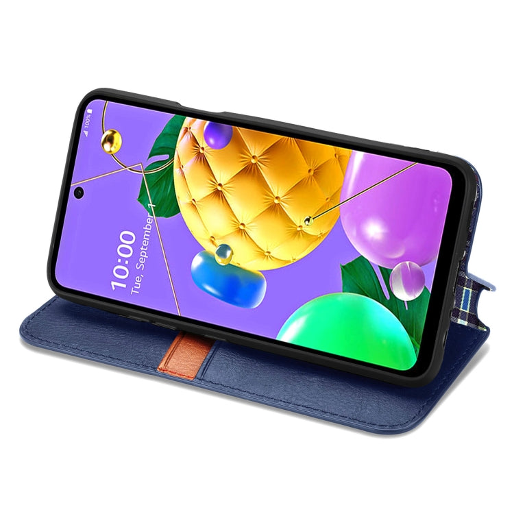 For LG K52 Cubic Grid Pressed Horizontal Flip Magnetic PU Leather Case with Holder & Card Slots & Wallet