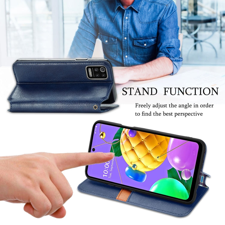 For LG K52 Cubic Grid Pressed Horizontal Flip Magnetic PU Leather Case with Holder & Card Slots & Wallet