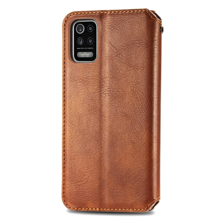 For LG K52 Cubic Grid Pressed Horizontal Flip Magnetic PU Leather Case with Holder & Card Slots & Wallet