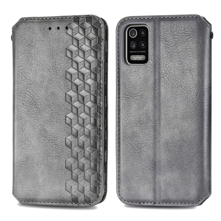 For LG K52 Cubic Grid Pressed Horizontal Flip Magnetic PU Leather Case with Holder & Card Slots & Wallet