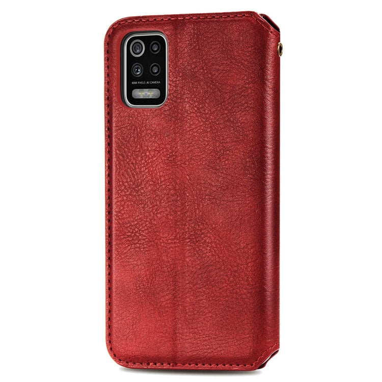 For LG K52 Cubic Grid Pressed Horizontal Flip Magnetic PU Leather Case with Holder & Card Slots & Wallet