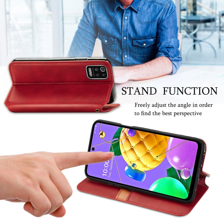 For LG K52 Cubic Grid Pressed Horizontal Flip Magnetic PU Leather Case with Holder & Card Slots & Wallet