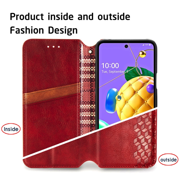 For LG K52 Cubic Grid Pressed Horizontal Flip Magnetic PU Leather Case with Holder & Card Slots & Wallet