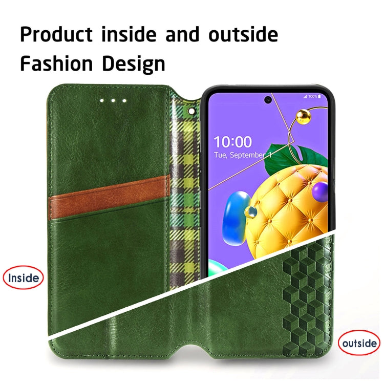 For LG K52 Cubic Grid Pressed Horizontal Flip Magnetic PU Leather Case with Holder & Card Slots & Wallet