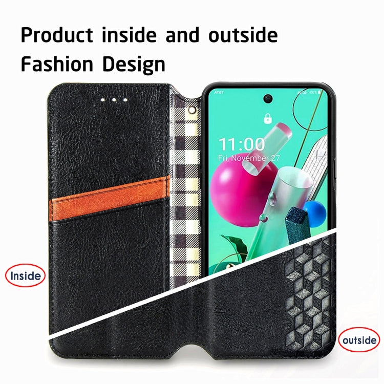 For LG K92 5G Cubic Grid Pressed Horizontal Flip Magnetic PU Leather Case with Holder & Card Slots & Wallet