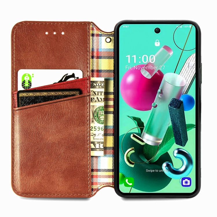 For LG K92 5G Cubic Grid Pressed Horizontal Flip Magnetic PU Leather Case with Holder & Card Slots & Wallet