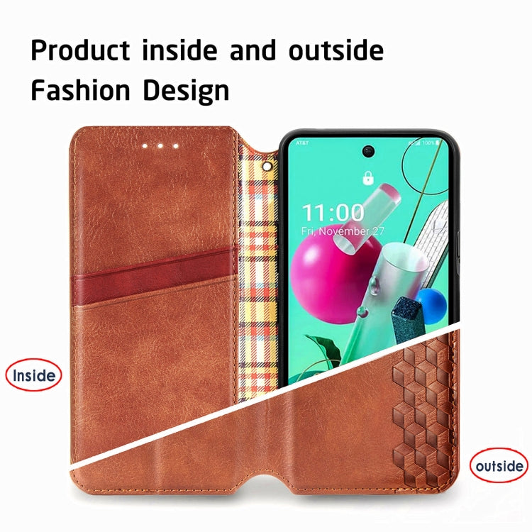 For LG K92 5G Cubic Grid Pressed Horizontal Flip Magnetic PU Leather Case with Holder & Card Slots & Wallet