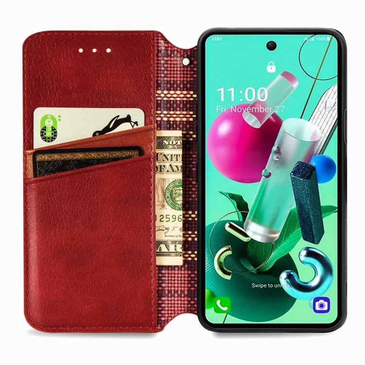For LG K92 5G Cubic Grid Pressed Horizontal Flip Magnetic PU Leather Case with Holder & Card Slots & Wallet