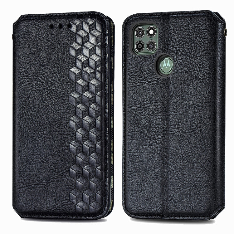 For Motorola G9 power Cubic Grid Pressed Horizontal Flip Magnetic PU Leather Case with Holder & Card Slots & Wallet