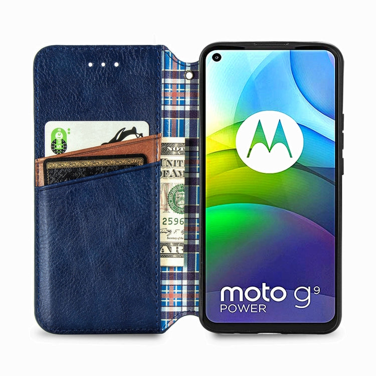 For Motorola G9 power Cubic Grid Pressed Horizontal Flip Magnetic PU Leather Case with Holder & Card Slots & Wallet